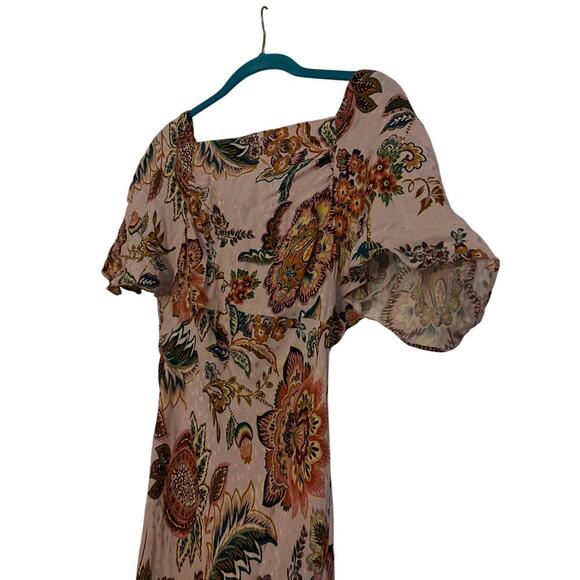 Kachel Anthropologie Pink Floral Flutter Sleeve Slip Dress Sz 6 N - Picture 4 of 10